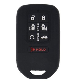 2pcs 7 Buttons Soft Silicone Car Key Fob Cover Case Protector Shell for Honda Odyssey Elite Ex 2022 2021 2020 2019 2018 Keyless Entry Key Fob, Black&Purple