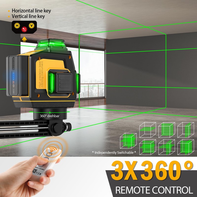 Laser Level 360 Self Leveling, SAVSEC 3 x 360 3D