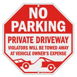 No Parking Sign, Private Driveway Sign Violators Will Be Towed Away at Vehicle Owner's Expense Sign, 12 x 12 Reflective Rust Free Aluminum, Weather Resistant, Durable Ink, Easy to Mount