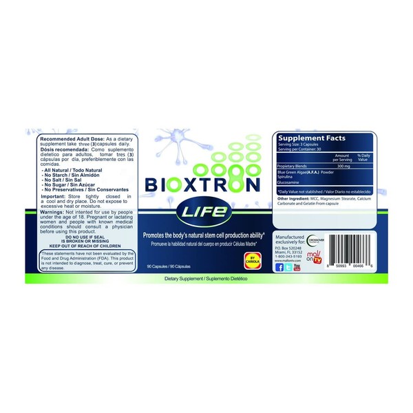 Bioxtron Life Natural AFA Stem Cell Supplement (Pack of 2) - Regenerate Tissue and Cells - Joint Pain - Muscle Pain - Fatigue