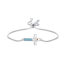 HPQQ Mustard Seed bracelet for Women 925 Sterling Silver Cross Mountain Link bracelet Turquoise Faith Jewelry Christmas Gifts for Her