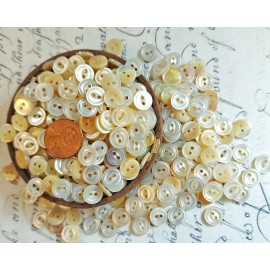 50 Vintage 1940s Diminutive Fish Eye Cat Eye Mother of Pearl Buttons ~ 3/8"