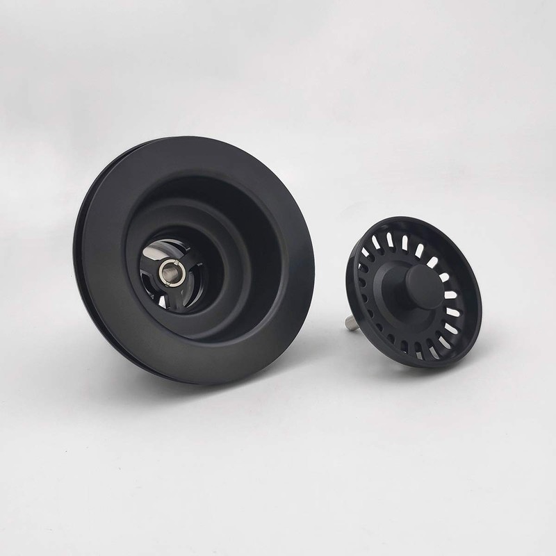 EADOT 3-1/2 Inch Polymer Black Sink Drain Assembly with Basket
