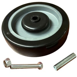 Shopping Cart Wheel 5" x 1-1/4" Polyurethane (Axle Diameter: 3/8" Adjustable to 5/16" w/Sleeve), 5/16" or 3/8" Axle and Nut Included (3/8" Axle 4-Set)