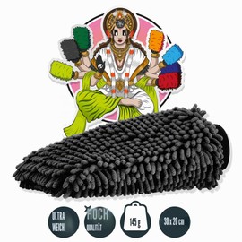 Nuke Guys XL Chenille Car Wash Mitt - Wash Glove Made of Ultra Soft Microfibres - Microfibre Wash Sponge - For Lint-Free and Scratch-Free Car Wash - Black