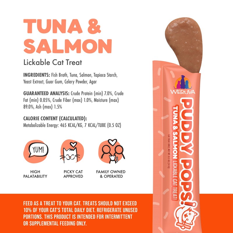 Weruva Puddy Pops, Tuna and Salmon Lickable Cat Treats, 0.5oz