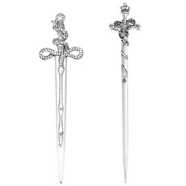 WEBEEDY 2 Styles Sword Hair Sticks Silver Rose Sword Hairpin and Snake Sword Hairpin Fashion Women Hair Pins for Buns Alloy Hair Chopsticks for Long Hair Accessories Valentine's Day Mother's Day Gifts