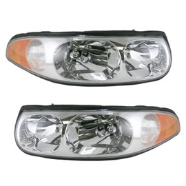 TRQ Driver & Passenger Side Headlight Assembly Set Headlights Driver & Passenger Side Compatible with 2000-2005 Buick LeSabre GM2502204 GM2503204
