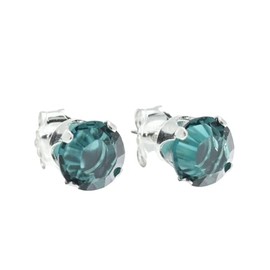 pewterhooter Women's Silver Sparkling Emerald Crystal Stud Earrings