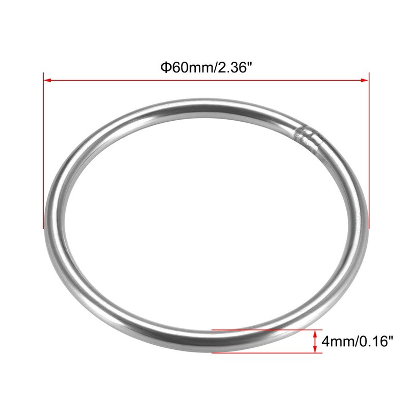 sourcing map 201 Stainless Steel O Ring 60mm(2.36") Outer Diameter