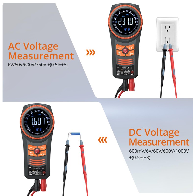 Proster Digital Multimeter Tester - 6000 Counts Auto-Ranging Multi Meter
