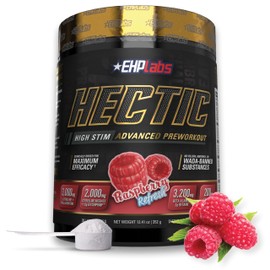 EHP Labs Hectic PreWorkout - High Stim Advanced Pre Workout Powder for Max Performance - Caffeine, Beta Alanine, Coconut Water - Energy, Pump, Recovery & Hydration - 40 Serves (Raspberry Refresh)