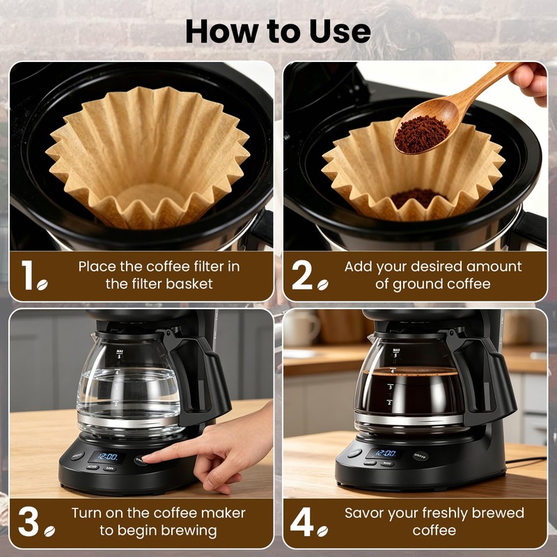 5 Cup Coffee Filter Compatible with Mr. Coffee, Unbleached Coffee