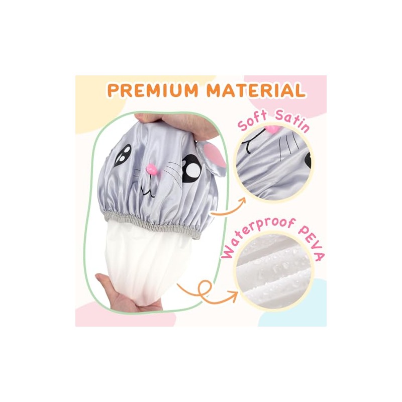 Kilofly kilofly 4pc Waterproof Reusable Bath Hat Kids Fun Cartoon