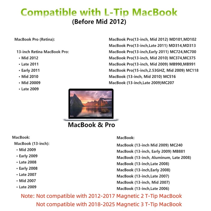 Mac Book Pro Charger - 60W Magnetic 1 L-Tip Power