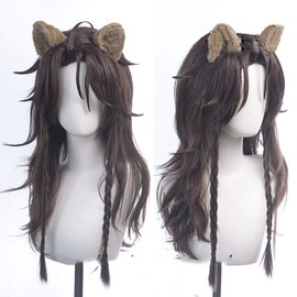 ABUNDANTDOODS Leona Kingscholar Cosplay Wig+Ears Leona Kingscholar Costume Accessory with Net and Comb Brown
