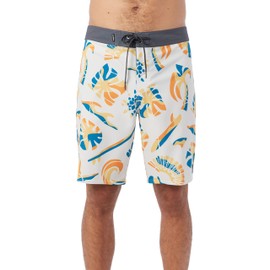 O'NEILL Men's 20 Inch Tropical Print Boardshorts - Quick Dry Swim Trunks for Men with Fabric and Pockets,Cream 2 | Mysto,34