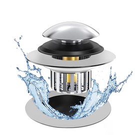 Universal Tub Stopper Bathtub Drain, Drain Hair Catcher and Cover, Pop Up Tub Stopper Bathtub Drain Plug Cover Replaces Bath Tub Lift and Turn, Tip-Toe and Trip Lever Bathtub Drains (Silver)