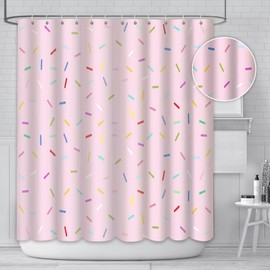 AIBIIN 180x180cm Sweet Donut Pink Girl Shower Curtain Cute Modern Home Bathtub Decoration Grow up Confetti Shower Curtain Set with 12 Hooks