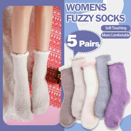 ANTSANG Womens Fuzzy Socks Fluffy Slipper Cozy Cabin Winter Soft Fleece Warm Comfy Thick Christmas Gift Socks (Sweet Colors)