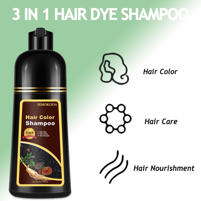 Natural Light Brown Hair Dye Shampoo 3 in 1, Hair