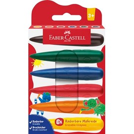 FABER-CASTELL 120409 Wax Crayons from 3 Years, Finger Crayons, 6 Colourful Chalks