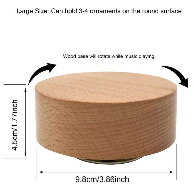 Edelweiss Music Box, Center Rotating 10cm Round Solid Wood Wind