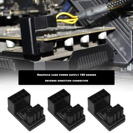 Create idea 3PCS ATX 8 Pin Male to Female 180 Degree Angle Adapter GPU Down Angle Connector Power Adapter Board for Desktop Graphics Card Black