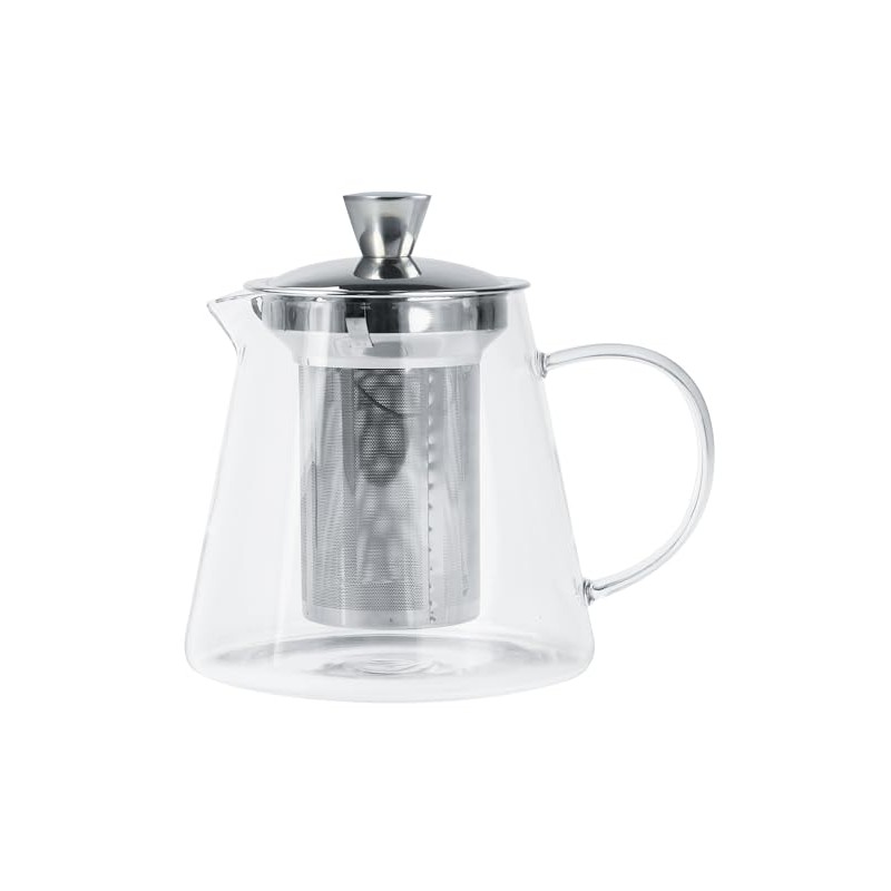Cristel Oolong Collection Borosilicate Glass Teapot, 41 Ounces, With Stainless