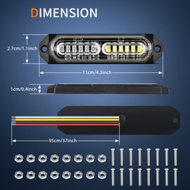 Nilight 8PCS Led Strobe lights 12LED Green white Emergency Light 12V 24V Surface Mount Flashing Warning Hazard Beacon Lights Ultra Slim Sync Feature Mini Grille for Cars Trucks Off Road Vehicles SUV