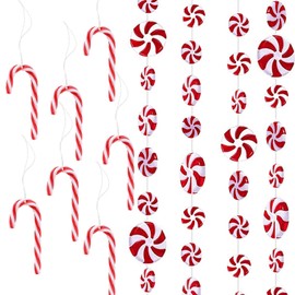 YIEUR Pack of 40 Christmas Candy Canes Candy Pendants Ornament Swirl Vase Filler Beads Swimming Candles Decoration Christmas Tree Decoration Pendant Acrylic Christmas Decoration for Christmas Tree