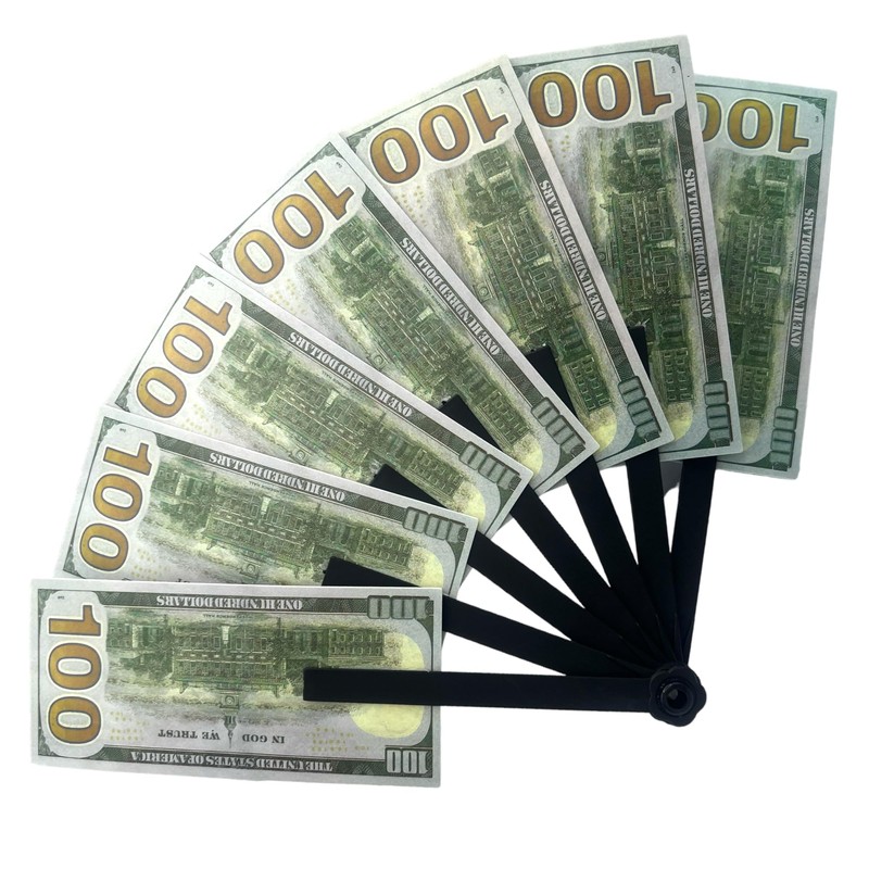 100 Dollar Note Design Folding Hand Fan - USA Souvenir