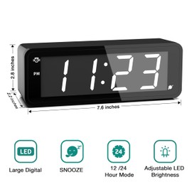 KWANWA Alarm Clock, Large Display 1.8" LED Numbers, Adjustable Led Brightness, Battery Operated, 12/24Hr, Snooze, Clearly Visible Day and Night, Alarm Clock for Heavy Sleepers Adults, Kids