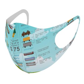 Design Mask, Set of 2, Polyester, Washable, Cloth Mask, Unisex, 013445, Train Vehicles, Numbers