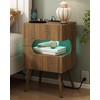 JOONEE Nightstand with Charging Station and LED Lights,Modern Bedside Table