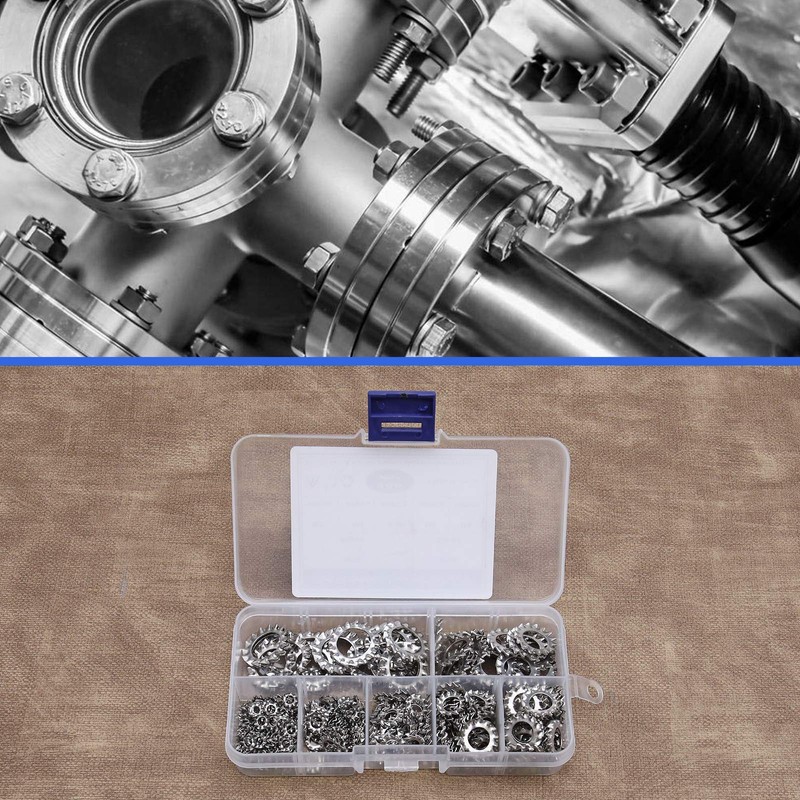 EMSea 300Pcs M3-M12 External Serrated Lock Washers Assortment Set with