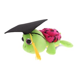 DolliBu Big Eye Sea Turtle with Pink Shell Graduation Plush Toy - Graduation Stuffed Animal Dress Up with Gown & Cap with Tassel Outfit - Gift with Personalization - 6" Inch