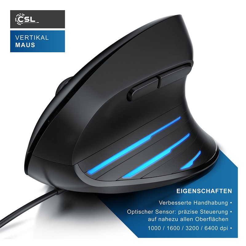CSL - ergonomische Maus 6400 DPI - neues Modell -
