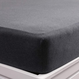 PURE ERA Jersey Knit Cotton Fitted Bottom Sheet ONLY (No Flat Sheet or Shams) Deep Pocket Up to 15" to 20" Ultra Soft Comfy Breathable Charcoal Black King