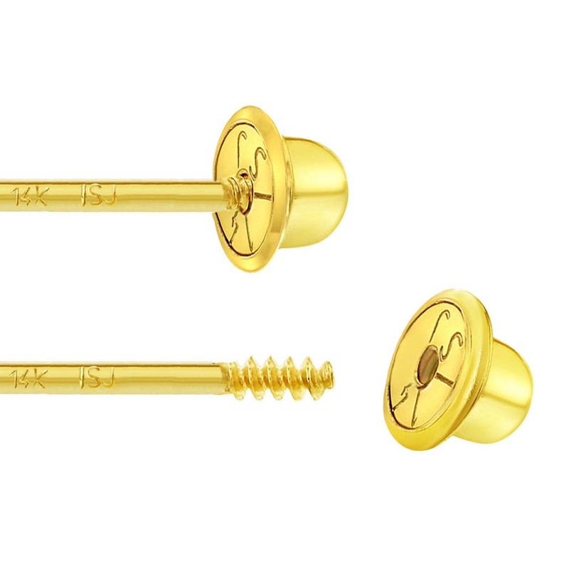 Replacement Pair (2) 18k Gold Plated Earring Screw Backs Fits