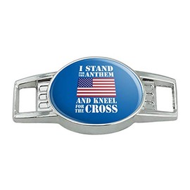 I Stand For The Flag Kneel Cross USA American Flag Patriotic Shoe Shoelace Shoe Lace Tag Runner Gym Charm Decoration
