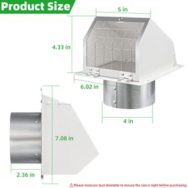 4 Inch Dryer Vent Cover Outside with Mesh, Wall Vent Exhaust Vent Cover Wall Mount Extractor Vent with Flap, Exterior Vent Cover Cap Outdoor Dryer Vent Cover for Dryer Ducting House AC,White