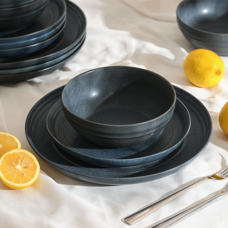 Stone Lain Elio 12-Piece Dinnerware Set Stoneware, Plates and Bowls