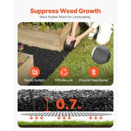 VEVOR Recycled Rubber Mulch Mat 120 x 4.5 in,Permanent Rubber Mulch for Landscaping, Black Mulch Garden Edging Border for Plants, Vegetables & Flower Garden Barrier