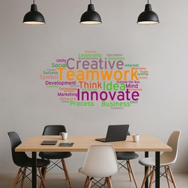 Office Teamwork Inspirational Words Wall Decal - Motivational Business Cloud Vinyl Sticker for Conference Room, Office & Workspace Decor - Removable Corporate Art ci90