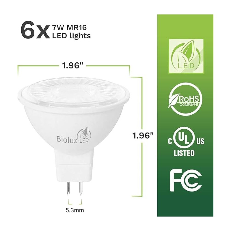 Bioluz LED Light Bulb - MR16 LED Bulb, 7W LED