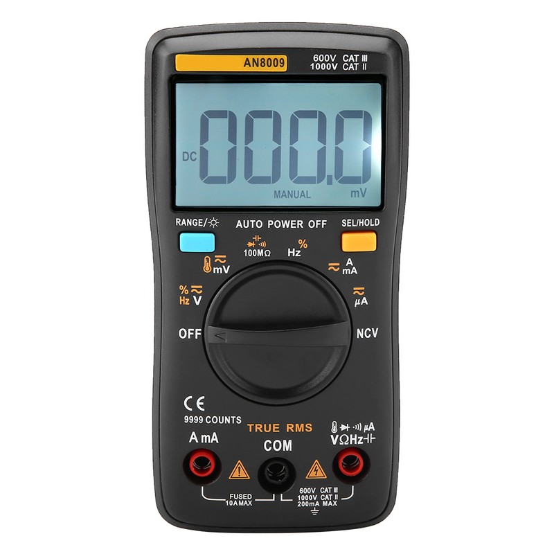 ANENG AN8009 Handheld AC/DC Resistance LCD Display Digital Clamp Meter