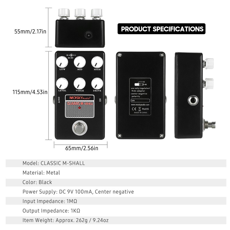 MOSKYaudio CLASSIC M-SHALL Speaker Simulator Cabinet Simulator Guitar Effect Pedal