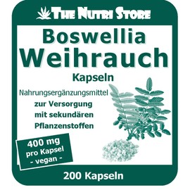 Frankincense Boswellia Extract 400 mg Capsules Pack of 200 - Dietary Supplement for Supply of Secondary Plant Substances