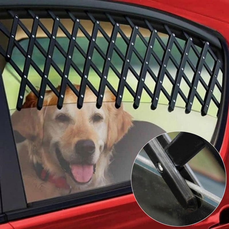 Window Pet Gate Extendable Car Window Ventilation Safeguard Mesh Security